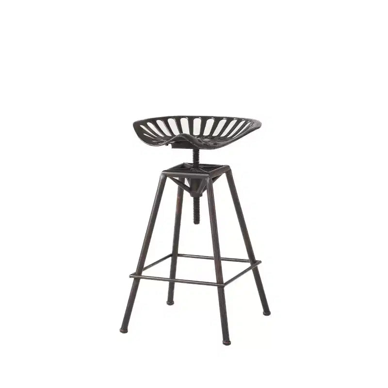 HomeRoots Bronze Iron Backless Adjustable Height Swivel Bar Chair