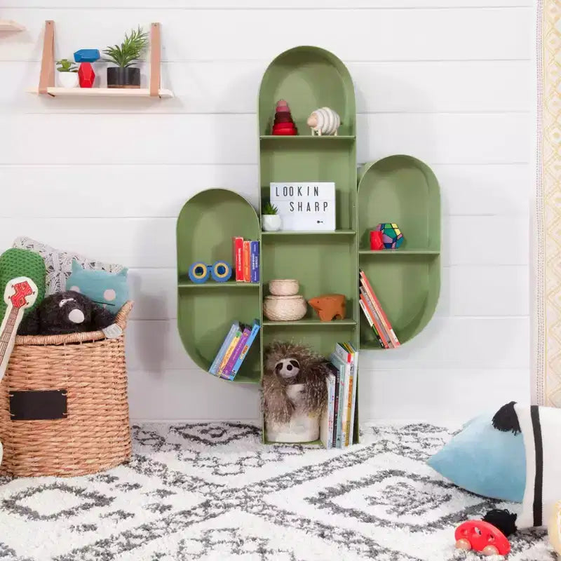 Libreria a Cactus Verde Salvia - 8 Ripiani, per Bambini
