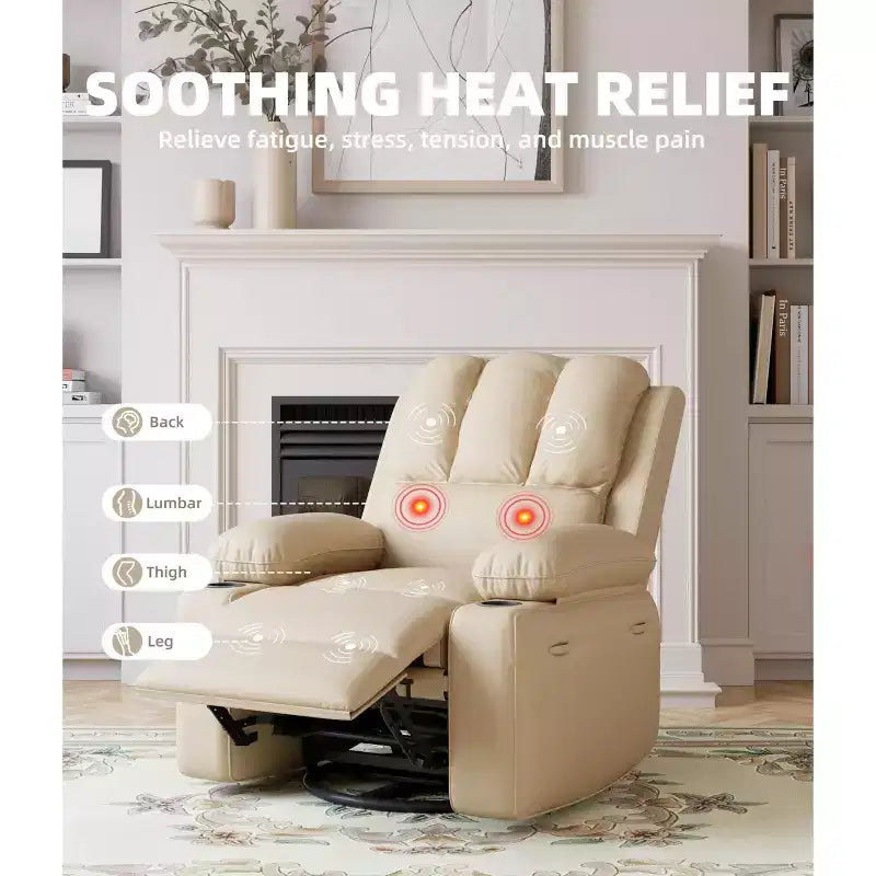Poltrona Reclinabile Elettrica Oversize Multicolore con Girevole a 360°, Massaggio e Riscaldamento – Sedile Singolo