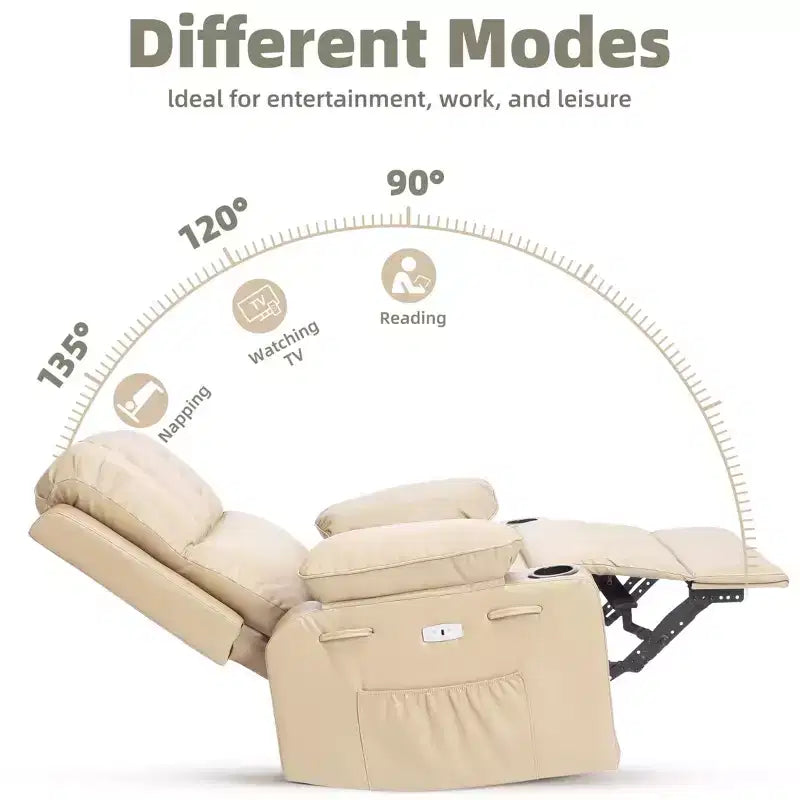 Poltrona Reclinabile Elettrica Oversize Multicolore con Girevole a 360°, Massaggio e Riscaldamento – Sedile Singolo