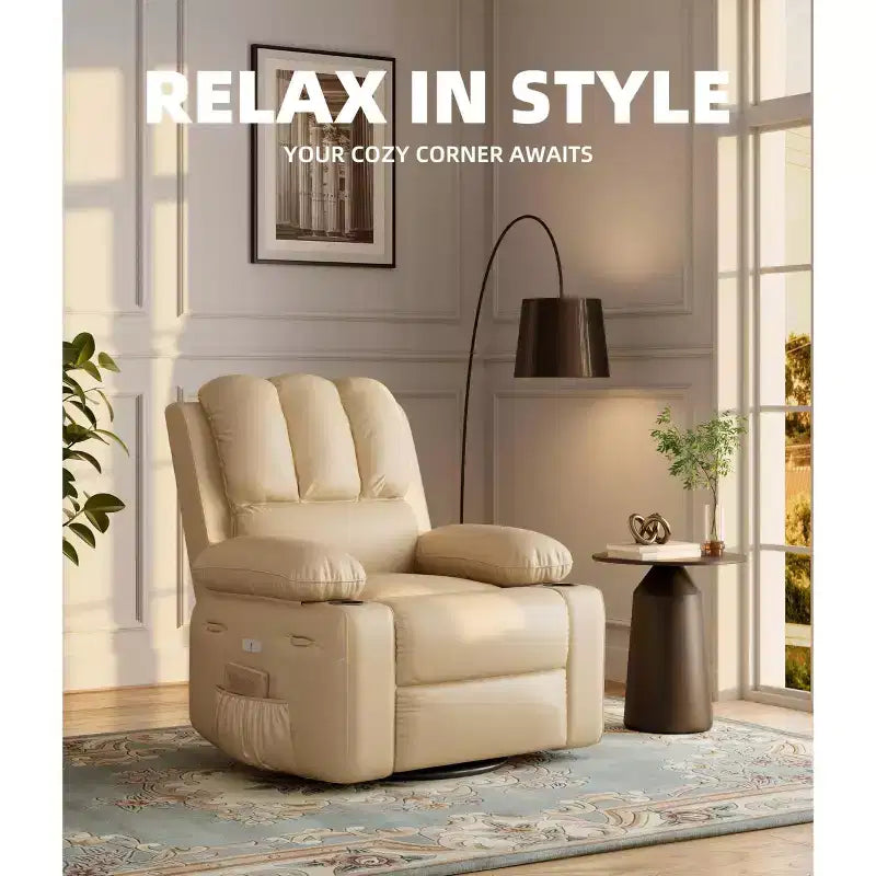 Poltrona Reclinabile Elettrica Oversize Multicolore con Girevole a 360°, Massaggio e Riscaldamento – Sedile Singolo