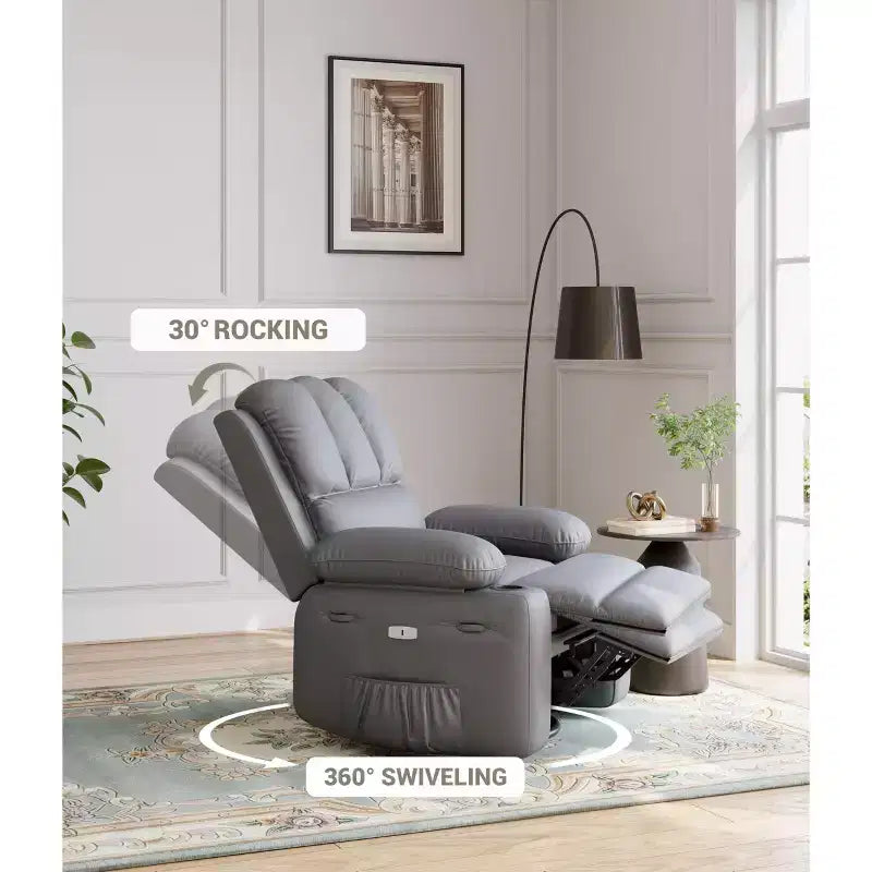 Poltrona Reclinabile Elettrica Oversize Multicolore con Girevole a 360°, Massaggio e Riscaldamento – Sedile Singolo