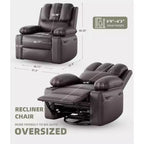 Poltrona Reclinabile Elettrica Oversize Multicolore con Girevole a 360°, Massaggio e Riscaldamento – Sedile Singolo