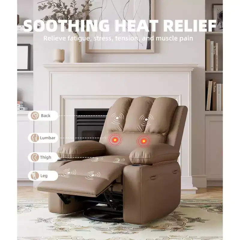 Poltrona Reclinabile Elettrica Oversize Multicolore con Girevole a 360°, Massaggio e Riscaldamento – Sedile Singolo