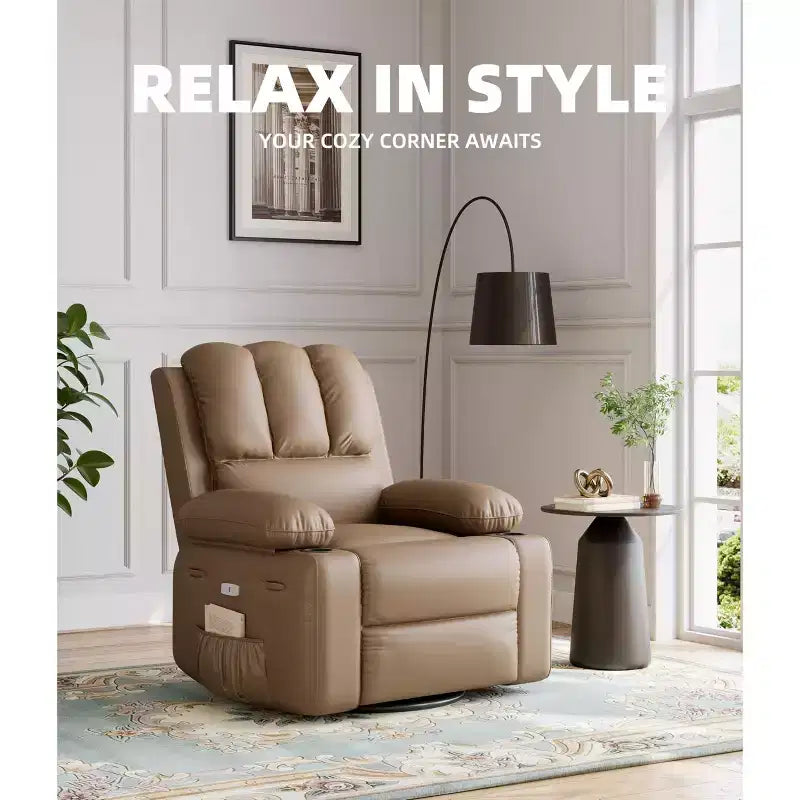Poltrona Reclinabile Elettrica Oversize Multicolore con Girevole a 360°, Massaggio e Riscaldamento – Sedile Singolo