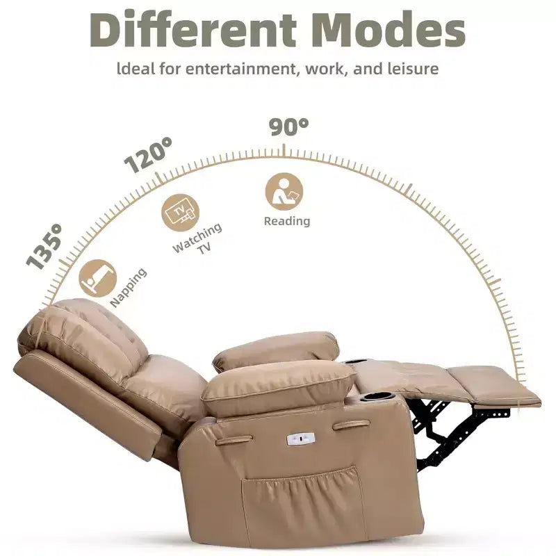 Poltrona Reclinabile Elettrica Oversize Multicolore con Girevole a 360°, Massaggio e Riscaldamento – Sedile Singolo