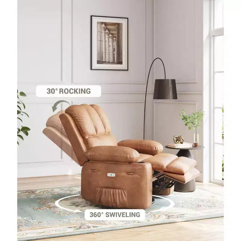 Poltrona Reclinabile Elettrica Oversize Multicolore con Girevole a 360°, Massaggio e Riscaldamento – Sedile Singolo