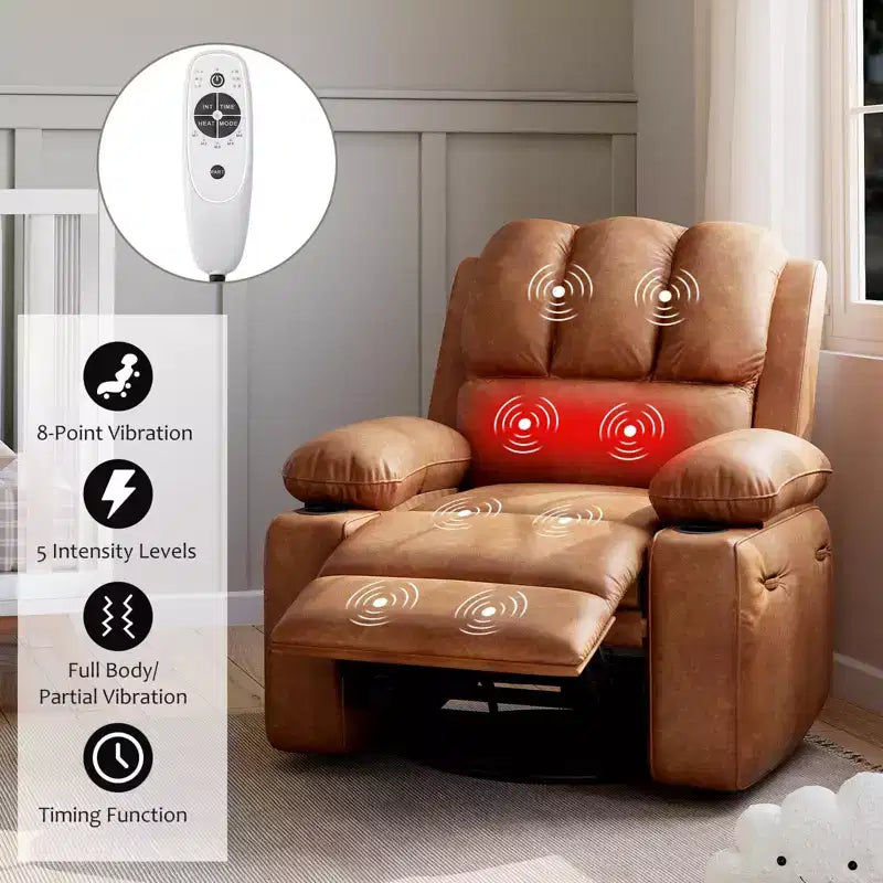 Poltrona Reclinabile Elettrica Oversize Multicolore con Girevole a 360°, Massaggio e Riscaldamento – Sedile Singolo