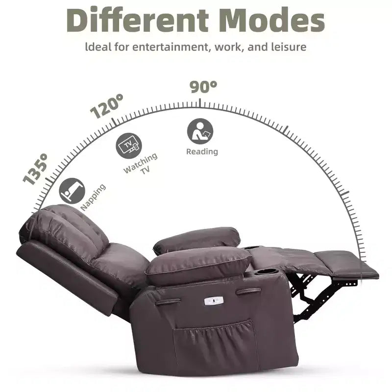 Poltrona Reclinabile Elettrica Oversize Multicolore con Girevole a 360°, Massaggio e Riscaldamento – Sedile Singolo