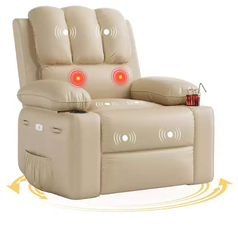Poltrona Reclinabile Elettrica Oversize Multicolore con Girevole a 360°, Massaggio e Riscaldamento – Sedile Singolo