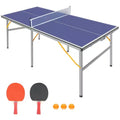 Professional Outdoor Table Tennis Table, 6x3FT Portable Ping Pong Table with Net, Paddles & Balls