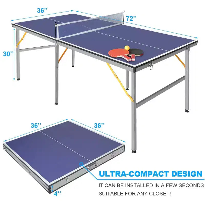 Tavolo da Ping Pong Rettangolare Blu per 2 Giocatori