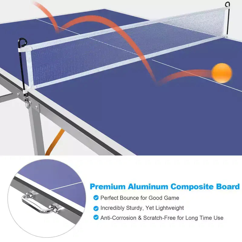 Tavolo da Ping Pong Rettangolare Blu per 2 Giocatori