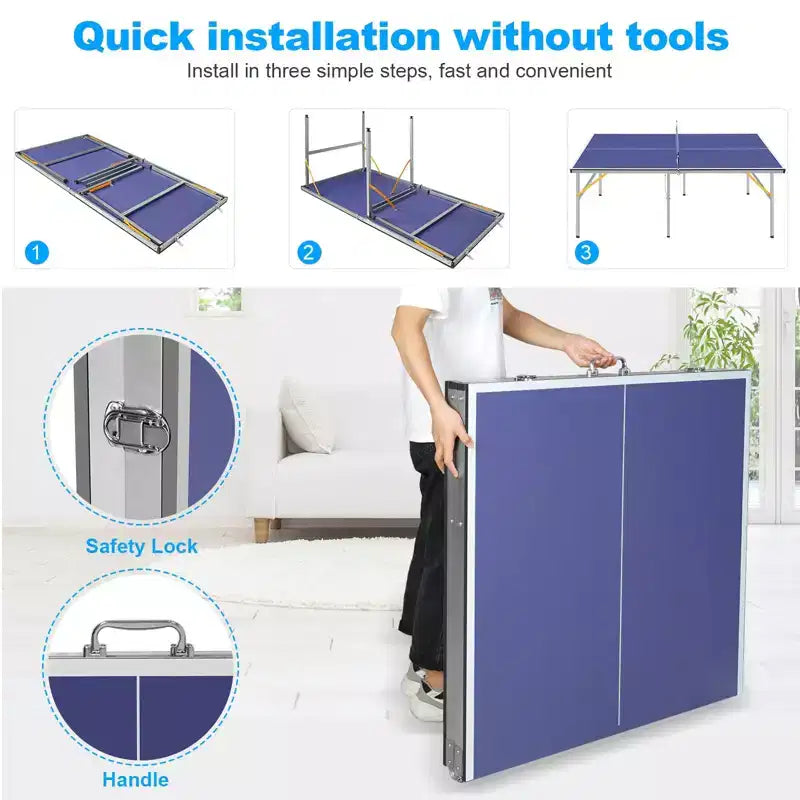 Tavolo da Ping Pong Rettangolare Blu per 2 Giocatori