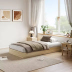 Letto a piattaforma singolo in legno, doghe in legno massello, giroletto da pavimento, design moderno minimalista, salvaspazio, non richiede la rete a molle