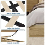 Letto a piattaforma singolo in legno, doghe in legno massello, giroletto da pavimento, design moderno minimalista, salvaspazio, non richiede la rete a molle