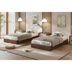 Letto a piattaforma singolo in legno, doghe in legno massello, giroletto da pavimento, design moderno minimalista, salvaspazio, non richiede la rete a molle