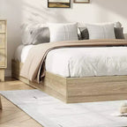 Letto a piattaforma singolo in legno, doghe in legno massello, giroletto da pavimento, design moderno minimalista, salvaspazio, non richiede la rete a molle