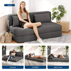 Divano Letto Pieghevole Convertibile 80, Divano Lounge da Pavimento Portatile Pigro, Divano Futon Convertibile con Cuscino, Tessuto in Lino Moderno, per Soggiorno (Grande)