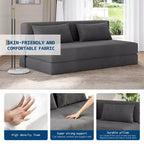 Divano Letto Pieghevole Convertibile 80, Divano Lounge da Pavimento Portatile Pigro, Divano Futon Convertibile con Cuscino, Tessuto in Lino Moderno, per Soggiorno (Grande)