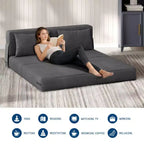 Divano Letto Pieghevole Convertibile 80, Divano Lounge da Pavimento Portatile Pigro, Divano Futon Convertibile con Cuscino, Tessuto in Lino Moderno, per Soggiorno (Grande)