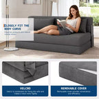 Divano Letto Pieghevole Convertibile 80, Divano Lounge da Pavimento Portatile Pigro, Divano Futon Convertibile con Cuscino, Tessuto in Lino Moderno, per Soggiorno (Grande)