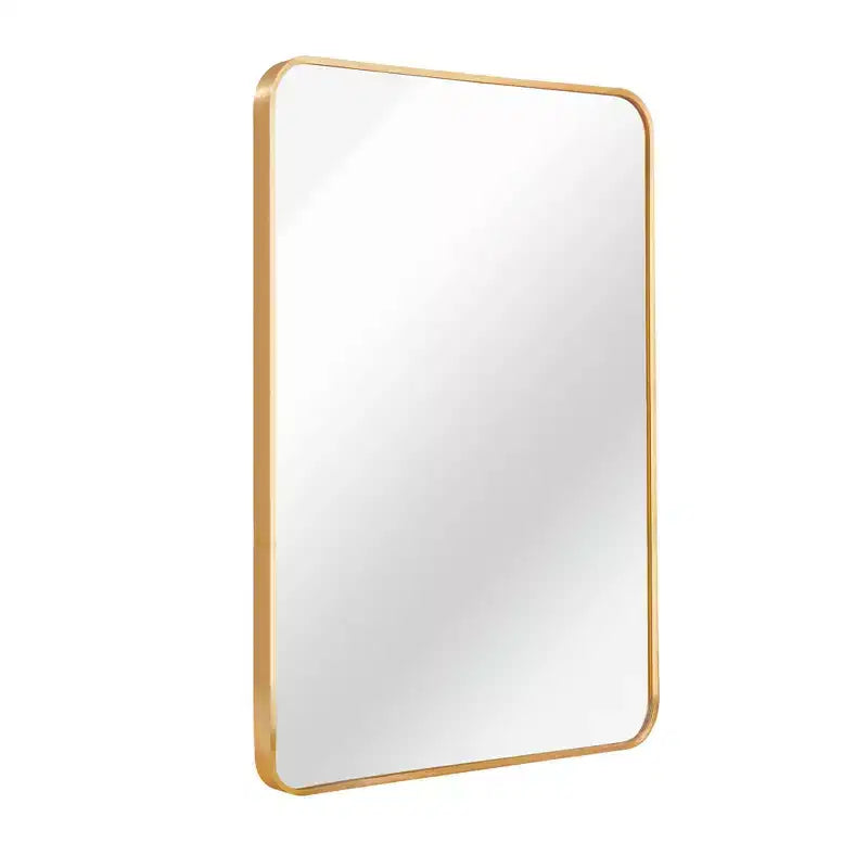 Specchio da parete rettangolare con cornice in alluminio dorato, 24x36 pollici, singolo
