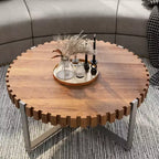 Tavolino da caffè rotondo marrone, 80 cm L, Posti a sedere 1-4