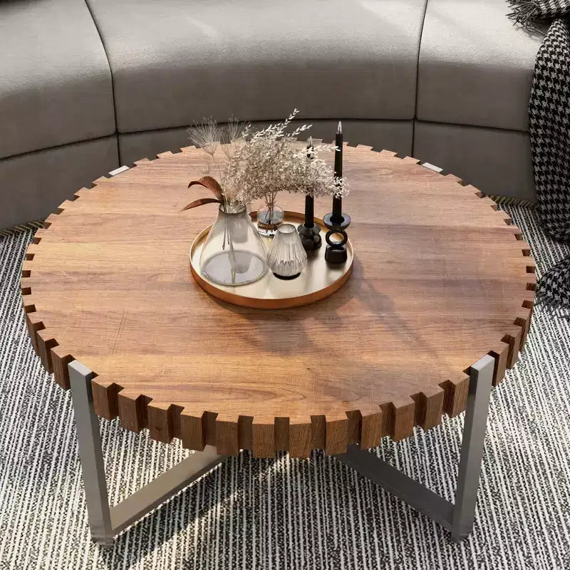Tavolino da caffè rotondo marrone, 80 cm L, Posti a sedere 1-4