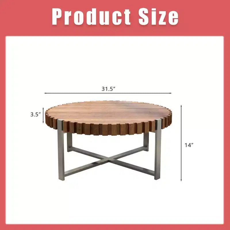 Tavolino da caffè rotondo marrone, 80 cm L, Posti a sedere 1-4