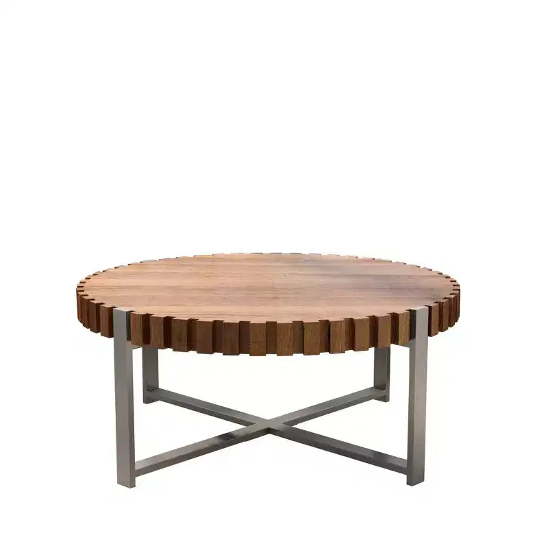 Tavolino da caffè rotondo marrone, 80 cm L, Posti a sedere 1-4
