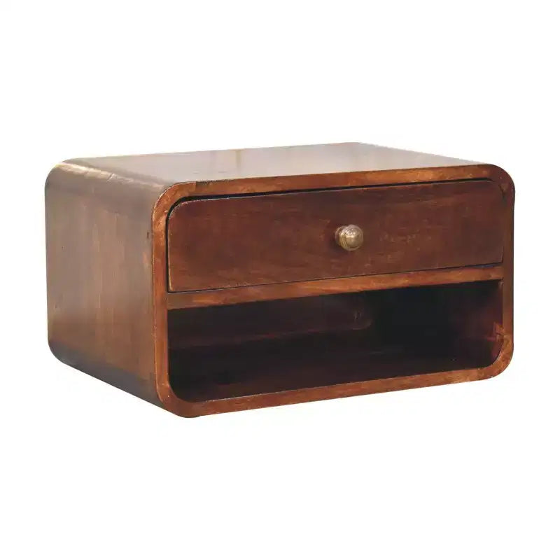 Comodino sospeso a un cassetto marrone per adulti