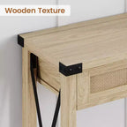 Consolle in Rattan da 43'' con 2 Cassetti, Grigio/Legno, 1 Posto