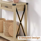 Consolle in Rattan da 43'' con 2 Cassetti, Grigio/Legno, 1 Posto