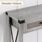 Consolle in Rattan da 43'' con 2 Cassetti, Grigio/Legno, 1 Posto
