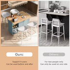Isola Cucina con Piano d'Appoggio Pieghevole, Ruote, Portasciugamani e Cassetto – Blu/Grigio e Bianco, Utente Singolo