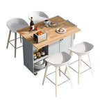 Isola Cucina con Piano d'Appoggio Pieghevole, Ruote, Portasciugamani e Cassetto – Blu/Grigio e Bianco, Utente Singolo