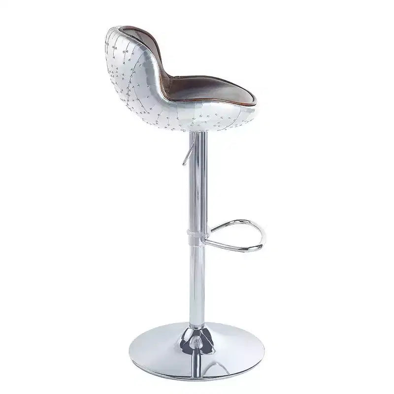 Sgabello da bar in similpelle marrone anticato con braccioli, 45 cm – 1 posto