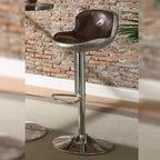 Sgabello da bar in similpelle marrone anticato con braccioli, 45 cm – 1 posto