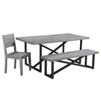 Set di 2 sedie da pranzo in legno di mango grigio