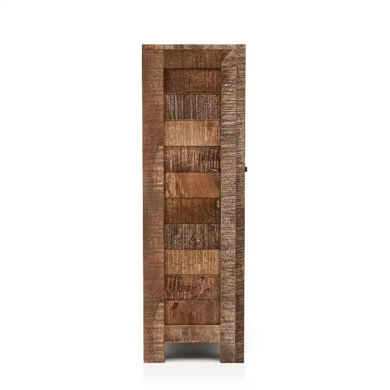 Mobile Bar in Legno Naturale con Portabicchieri e Cassetto, Contiene 20 Bottiglie