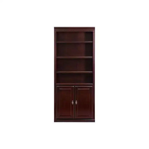 72" Huntington Club Wood Bookcase with Doors Cherry - Martin Furniture: Sturdy Hardwood, 6 Shelves, No Assembly Required