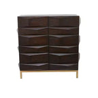 Contemporary Bold Facet Carved Wood Side Cabinet Brown - Olivia & May: Arched Design, No Assembly Required
