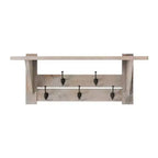 Set panca e attaccapanni con mensola in legno di mango Driftwood da 100 cm (2 pezzi)