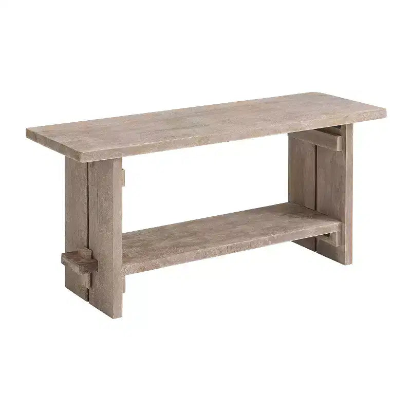 Set panca e attaccapanni con mensola in legno di mango Driftwood da 100 cm (2 pezzi)