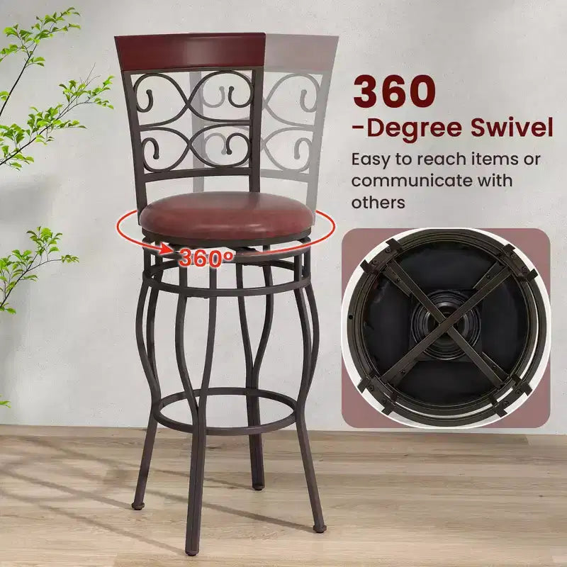 Sgabelli da bar girevoli rotondi vintage, set da 2