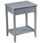 Comodino con cassetto e ripiano, marrone/grigio/bianco, per 1 persona