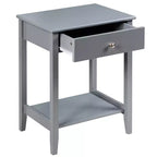Comodino con cassetto e ripiano, marrone/grigio/bianco, per 1 persona
