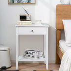 Comodino con cassetto e ripiano, marrone/grigio/bianco, per 1 persona