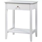Comodino con cassetto e ripiano, marrone/grigio/bianco, per 1 persona